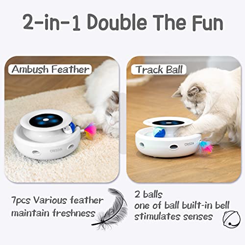 Orsda 2-in-1 Interactive Cat Toy – Smart LED Feather Spinner with Auto Timer & Dual Power | Best Electronic Cat Toy for Indoor Cats