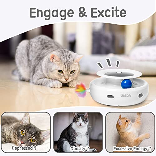 Orsda 2-in-1 Interactive Cat Toy – Smart LED Feather Spinner with Auto Timer & Dual Power | Best Electronic Cat Toy for Indoor Cats