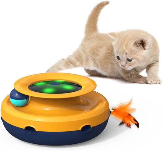 Orsda 2-in-1 Interactive Cat Toy – Smart LED Feather Spinner with Auto Timer & Dual Power | Best Electronic Cat Toy for Indoor Cats