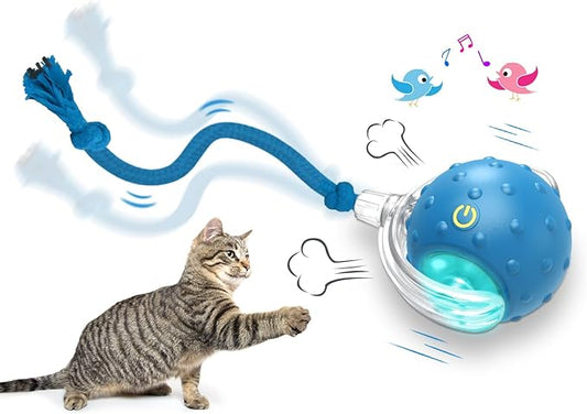Rolling & Chirping Cat Toy – Motion Activated Ball That Zooms, Chirps & Dodges Furniture on Carpet, Rugs & Tile