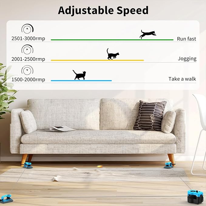 ASFrost Running Mouse Cat Toy – Auto Chase String Toy with Remote, 3 Speeds & Feather + Mouse Attachments | Best Exercise Cat Toy for Indoor Cats & Kittens