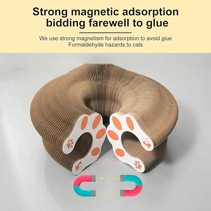 Foldable Accordion Cat Tunnel Toy – 2pc Scratch Pad with Ball Track & Magnetic Ends | Best Cardboard Cat Toy for Indoor Cats & Kittens