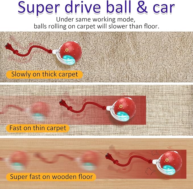 Rolling & Chirping Cat Toy – Motion Activated Ball That Zooms, Chirps & Dodges Furniture on Carpet, Rugs & Tile