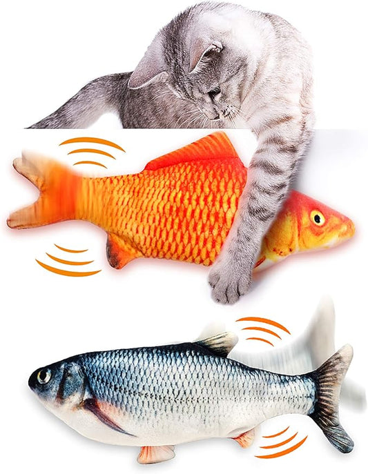 Floppy Fish Cat Toy – 2-Pack USB-Rechargeable Cat Kicker Toys with Catnip | Best Interactive Fish Toy for Cats That Move & Flop