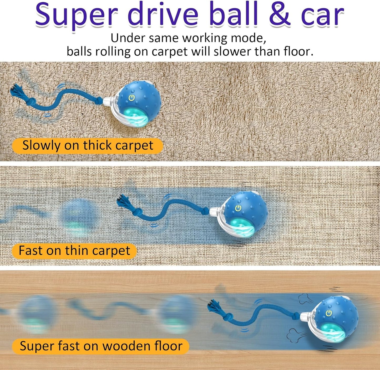 Rolling & Chirping Cat Toy – Motion Activated Ball That Zooms, Chirps & Dodges Furniture on Carpet, Rugs & Tile