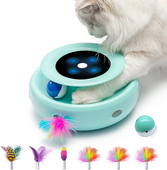 Orsda 2-in-1 Interactive Cat Toy – Smart LED Feather Spinner with Auto Timer & Dual Power | Best Electronic Cat Toy for Indoor Cats