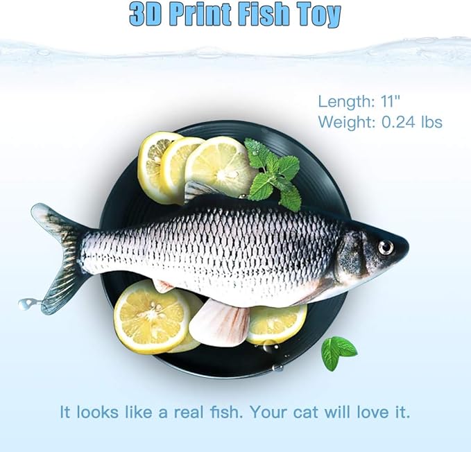 Floppy Fish Cat Toy – 2-Pack USB-Rechargeable Cat Kicker Toys with Catnip | Best Interactive Fish Toy for Cats That Move & Flop
