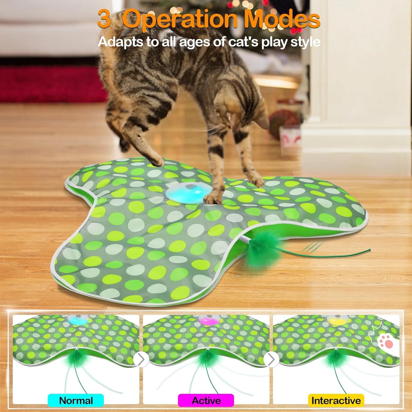 Automatic Feather Cat Toy – Touch-Activated USB Cat Toy with 3 Play Modes & Extra Feather Wand | Best Interactive Cat Toy for Indoor Cats