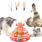 Cat Toy Ball Tower with Teasing Stick + Slow Feeder Bowl  — 3-in-1 Best Interactive Cat Toy for Indoor Cats & Kittens