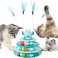 Cat Toy Ball Tower with Teasing Stick + Slow Feeder Bowl  — 3-in-1 Best Interactive Cat Toy for Indoor Cats & Kittens