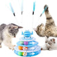 Cat Toy Ball Tower with Teasing Stick + Slow Feeder Bowl  — 3-in-1 Best Interactive Cat Toy for Indoor Cats & Kittens