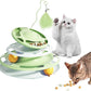 Cat Toy Ball Tower with Teasing Stick + Slow Feeder Bowl  — 3-in-1 Best Interactive Cat Toy for Indoor Cats & Kittens