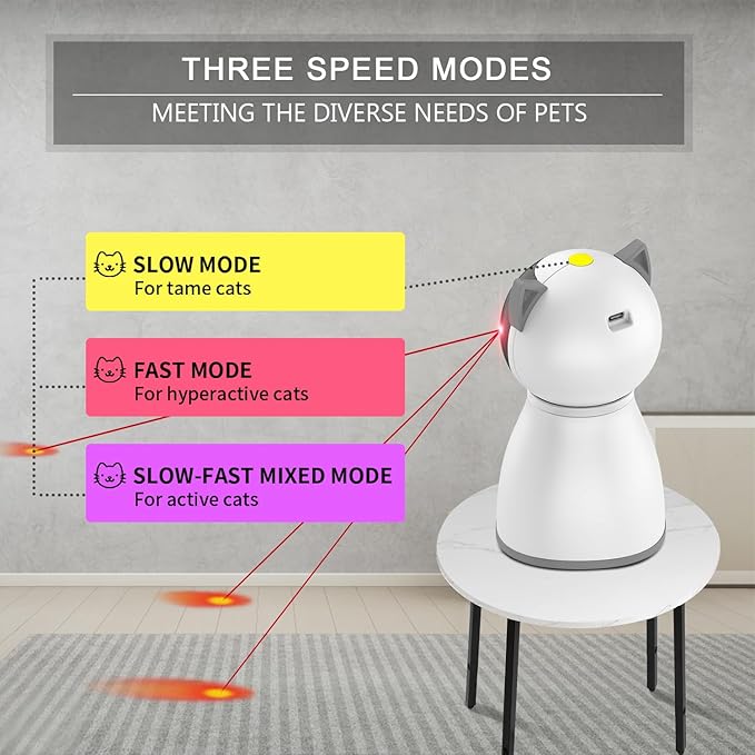 Automatic Laser Cat Toy with USB-C Rechargeable Motion Sensor – Best Interactive Laser Toy for Indoor Cats, Kittens & Multi-Cat Homes