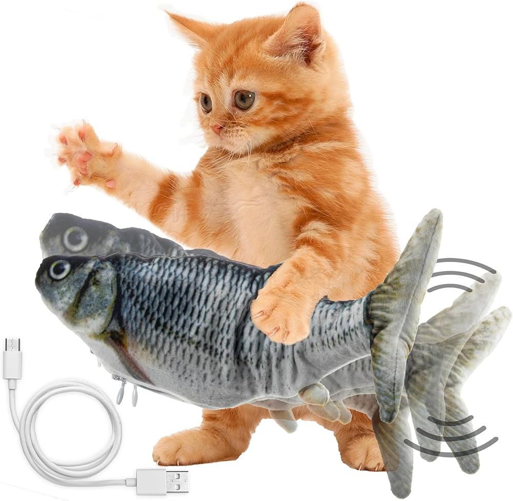 Floppy Fish Cat Toy – 2-Pack USB-Rechargeable Cat Kicker Toys with Catnip | Best Interactive Fish Toy for Cats That Move & Flop